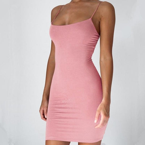 Pure Color Halter Neck Bodycon Dress – Slim & Stylish