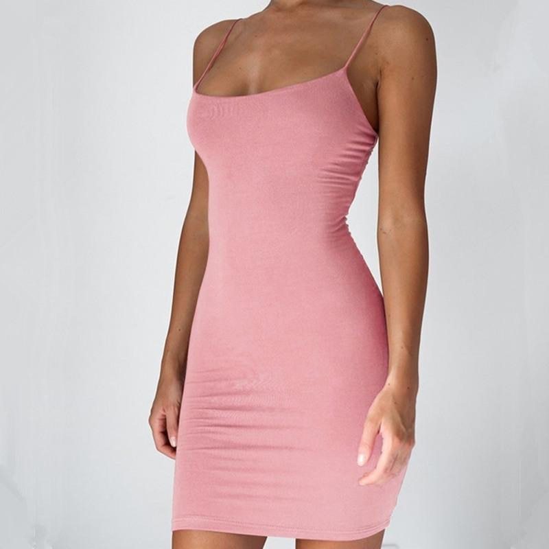 Pure Color Halter Neck Bodycon Dress – Slim & Stylish