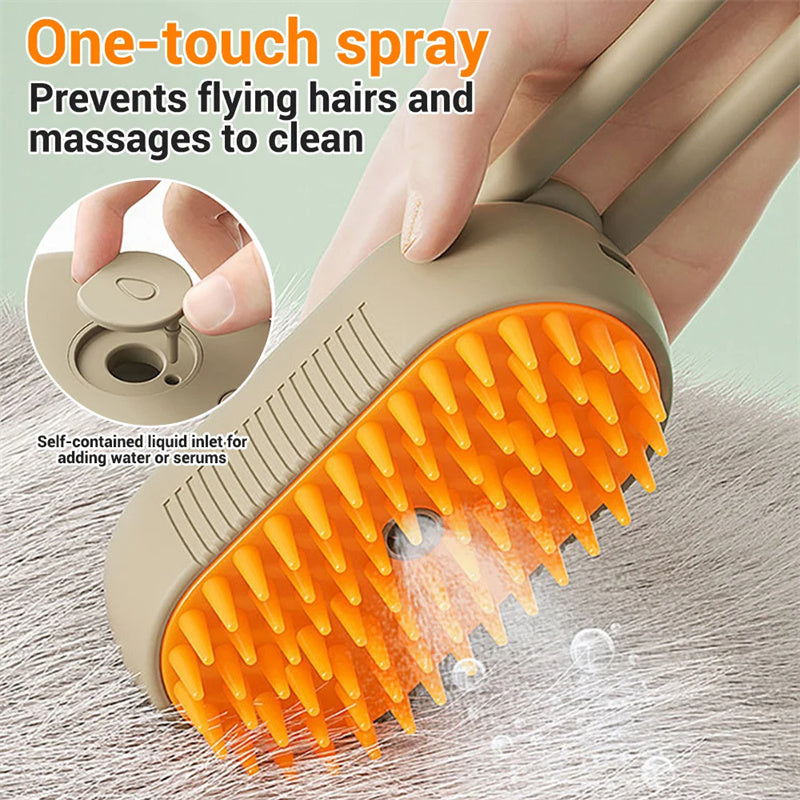 3-in-1 Steamy Pet Grooming Brush | Electric Spray Cat & Dog Hair Removal Comb