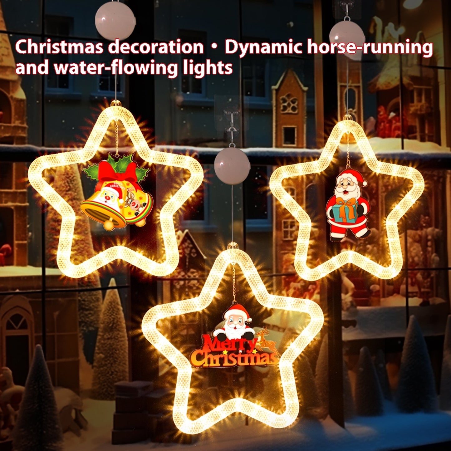 LED Christmas Star Pendant – Festive Window & Door Decoration