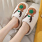 Christmas Winter Elk plush indoor slippers with soft warm lining and cute reindeer design