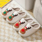Christmas winter elk cozy indoor slippers with plush material and warm artificial wool lining