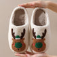 Christmas Winter Elk cozy plush indoor slippers with reindeer design and warm artificial wool lining