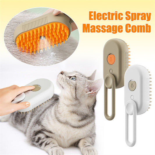 3-in-1 Steamy Pet Grooming Brush | Electric Spray Cat & Dog Hair Removal Comb
