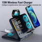 15W 5-in-1 Wireless Charger Stand with LED Alarm Clock & Fast Charging