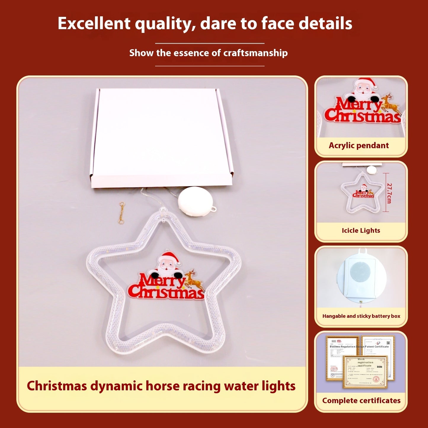 LED Christmas Star Pendant – Festive Window & Door Decoration