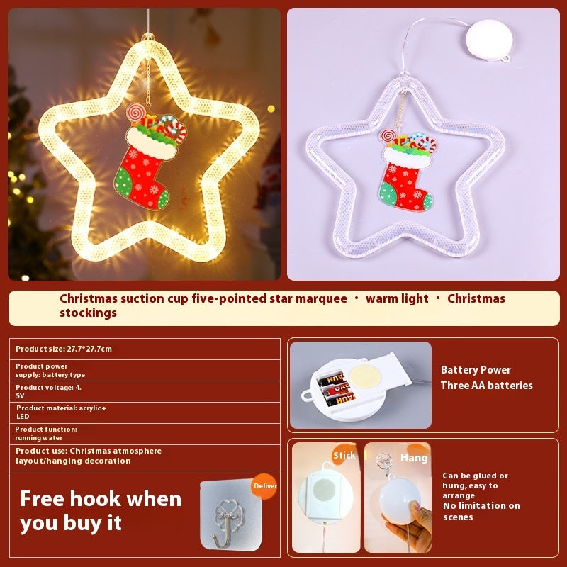 LED Christmas Star Pendant – Festive Window & Door Decoration