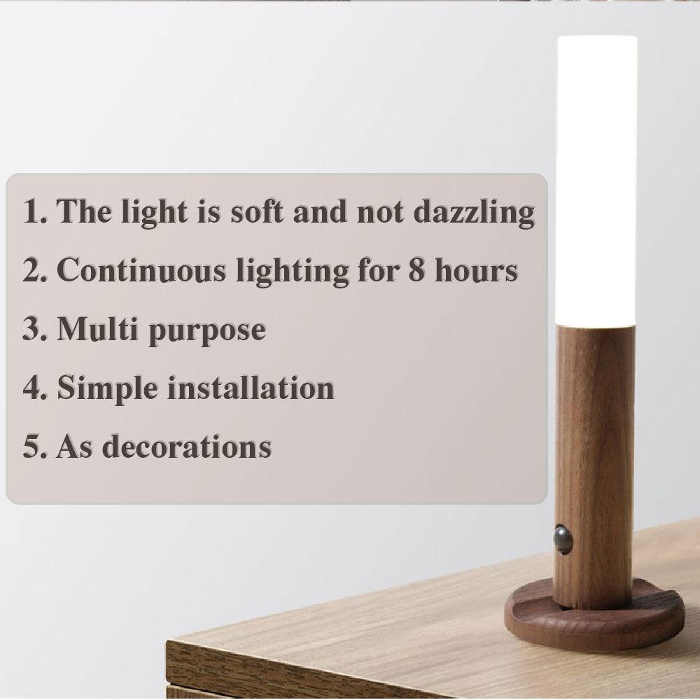 Auto LED Magnetic Wood Wireless Night Light with PIR Motion Sensor