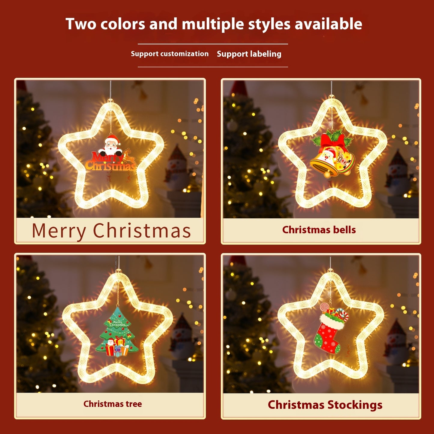 LED Christmas Star Pendant – Festive Window & Door Decoration