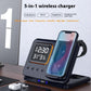 15W 5-in-1 Wireless Charger Stand with LED Alarm Clock & Fast Charging