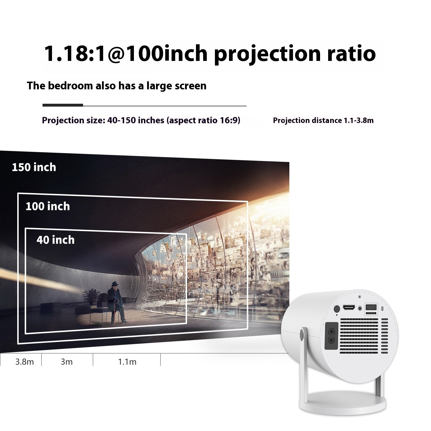 Compact 180° Home Projector
