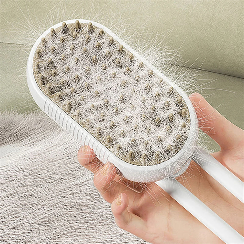 3-in-1 Steamy Pet Grooming Brush | Electric Spray Cat & Dog Hair Removal Comb
