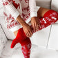 Warm Christmas Over-Knee Knitted Socks – Elk & Snowflake Design
