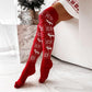 Warm Christmas Over-Knee Knitted Socks – Elk & Snowflake Design