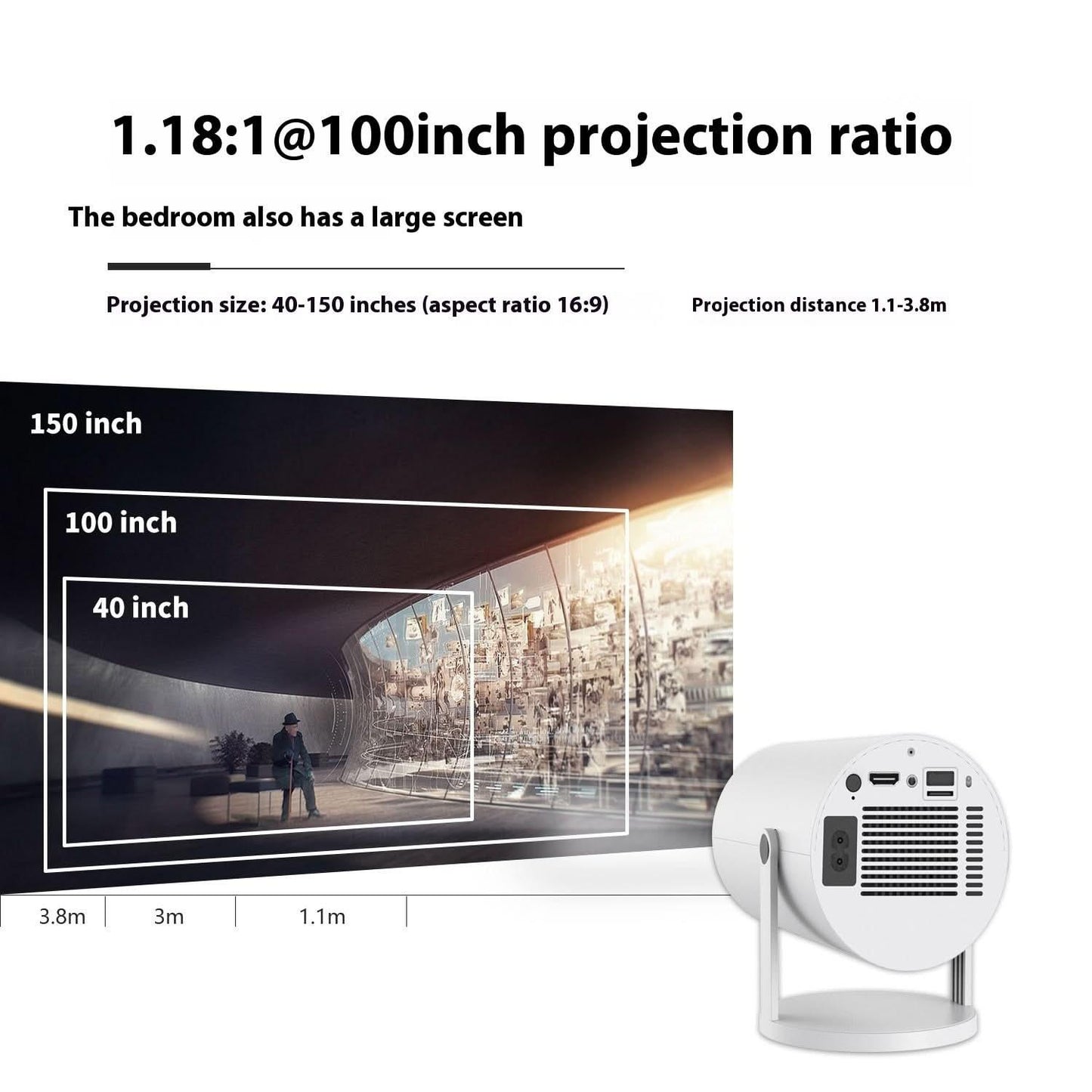 180° Home Projector - Compact Design - ZentroMart