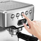 20-Bar espresso machine with stainless steel design, digital display, and milk frother for latte, cappuccino, and macchiato making